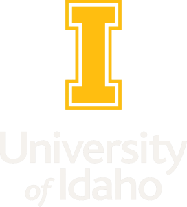 university of idaho gold and white logo stacked